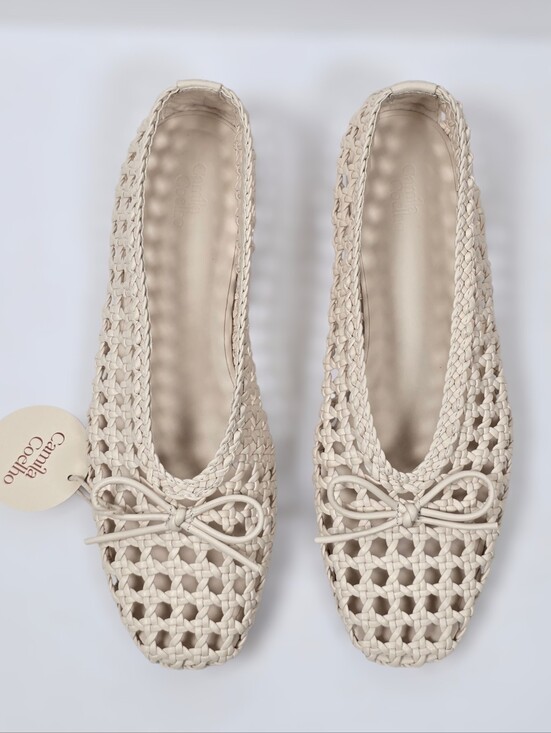 Camila Coelho Shoes - Camila Coelho Revolve Willow Woven Square Toe Euro Summer Ballet Flats Sz.8